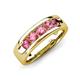 3 - Irvin 0.75 ctw Pink Tourmaline 5 stone Comfort Fit Men Wedding Band (6 mm) 