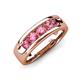 3 - Irvin 0.75 ctw Pink Tourmaline 5 stone Comfort Fit Men Wedding Band (6 mm) 