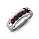 3 - Irvin 0.89 ctw Red Garnet 5 stone Comfort Fit Men Wedding Band (6 mm) 