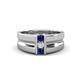 1 - Xavier 0.25 ctw Blue Sapphire and Natural Diamond Three Stone Men Band (8.50 mm) 