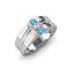 3 - Xavier 0.22 ctw Blue Topaz and Natural Diamond Three Stone Men Band (8.50 mm) 