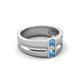 5 - Xavier 0.22 ctw Blue Topaz and Natural Diamond Three Stone Men Band (8.50 mm) 