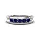 1 - Aaron 0.60 ctw Blue Sapphire 5 Stone Men Wedding Band (5 mm) 