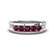 1 - Aaron 0.58 ctw Rhodolite Garnet 5 Stone Men Wedding Band (5 mm) 