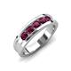 4 - Aaron 0.58 ctw Rhodolite Garnet 5 Stone Men Wedding Band (5 mm) 