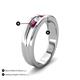 5 - Aaron 0.55 ctw Natural Diamond & Rhodolite Garnet 5 Stone Men Wedding Band (3 mm) 