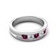 6 - Aaron 0.55 ctw Natural Diamond & Rhodolite Garnet 5 Stone Men Wedding Band (3 mm) 