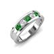 4 - Aaron 0.55 ctw Natural Diamond & Green Garnet 5 Stone Men Wedding Band (3 mm) 