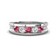 1 - Aaron 0.44 ctw Natural Diamond & Pink Tourmaline 5 Stone Men Wedding Band (3 mm) 
