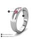 5 - Aaron 0.44 ctw Natural Diamond & Pink Tourmaline 5 Stone Men Wedding Band (3 mm) 