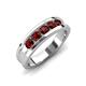 4 - Aaron 0.35 ctw Red Garnet 5 Stone Men Wedding Band (5 mm) 