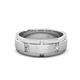 1 - Laken 0.24 ctw (2.50 mm) Round Diamond Satin Finished Center and Polished Edges with Grooved Lines Men Wedding Band 