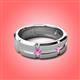 4 - Adam 7.50 mm Kite Set Evenly Spaced Princess Cut Natural Pink Sapphire Mens Wedding band 