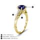 4 - Iyana 2.68 ctw Created Blue Sapphire (8.00 mm) accented Natural Diamonds Engagement Ring 