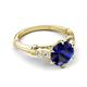 5 - Iyana 2.68 ctw Created Blue Sapphire (8.00 mm) accented Natural Diamonds Engagement Ring 