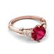 5 - Iyana 2.93 ctw Created Ruby (8.00 mm) accented Natural Diamonds Engagement Ring 