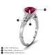 4 - Iyana 2.93 ctw Created Ruby (8.00 mm) accented Natural Diamonds Engagement Ring 
