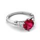 5 - Iyana 2.93 ctw Created Ruby (8.00 mm) accented Natural Diamonds Engagement Ring 
