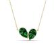 1 - Zemi 1.60 ctw Pear Shape Lab Grown Emerald (7x5 mm) Toi Et Moi Pendant Necklace 