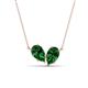 1 - Zemi 1.60 ctw Pear Shape Lab Grown Emerald (7x5 mm) Toi Et Moi Pendant Necklace 