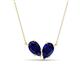 1 - Zemi 1.80 ctw Pear Shape Lab Grown Blue Sapphire (7x5 mm) Toi Et Moi Pendant Necklace 