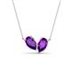 1 - Zemi 1.30 ctw Pear Shape Amethyst (7x5 mm) Toi Et Moi Pendant Necklace 