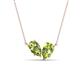 1 - Zemi 1.60 ctw Pear Shape Peridot (7x5 mm) Toi Et Moi Pendant Necklace 