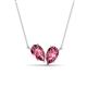 1 - Zemi 1.40 ctw Pear Shape Pink Tourmaline (7x5 mm) Toi Et Moi Pendant Necklace 