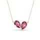 1 - Zemi 1.40 ctw Pear Shape Pink Tourmaline (7x5 mm) Toi Et Moi Pendant Necklace 