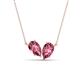 1 - Zemi 1.40 ctw Pear Shape Pink Tourmaline (7x5 mm) Toi Et Moi Pendant Necklace 