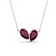 1 - Zemi 1.80 ctw Pear Shape Rhodolite Garnet (7x5 mm) Toi Et Moi Pendant Necklace 