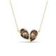 1 - Zemi 1.30 ctw Pear Shape Smoky Quartz (7x5 mm) Toi Et Moi Pendant Necklace 