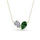 1 - Zemi 1.45 ctw Pear Shape Lab Grown Diamond and Lab Grown Emerald (7x5 mm) Toi Et Moi Pendant Necklace 