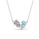 1 - Zemi 1.25 ctw Pear Shape Lab Grown Diamond and Aquamarine (7x5 mm) Toi Et Moi Pendant Necklace 