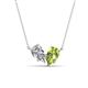 1 - Zemi 1.45 ctw Pear Shape Lab Grown Diamond and Peridot (7x5 mm) Toi Et Moi Pendant Necklace 