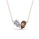 1 - Zemi 1.30 ctw Pear Shape Lab Grown Diamond and Smoky Quartz (7x5 mm) Toi Et Moi Pendant Necklace 