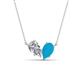 1 - Zemi 1.00 ctw Pear Shape Lab Grown Diamond and Turquoise (7x5 mm) Toi Et Moi Pendant Necklace 