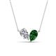 1 - Zemi 1.60 ctw Pear Shape Natural Diamond and Lab Grown Emerald (7x5 mm) Toi Et Moi Pendant Necklace 