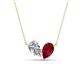 1 - Zemi 1.75 ctw Pear Shape Natural Diamond and Lab Grown Ruby (7x5 mm) Toi Et Moi Pendant Necklace 