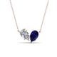 1 - Zemi 1.70 ctw Pear Shape Natural Diamond and Lab Grown Blue Sapphire (7x5 mm) Toi Et Moi Pendant Necklace 