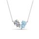 1 - Zemi 1.40 ctw Pear Shape Natural Diamond and Aquamarine (7x5 mm) Toi Et Moi Pendant Necklace 