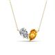 1 - Zemi 1.45 ctw Pear Shape Natural Diamond and Citrine (7x5 mm) Toi Et Moi Pendant Necklace 