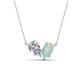 1 - Zemi 1.15 ctw Pear Shape Natural Diamond and Opal (7x5 mm) Toi Et Moi Pendant Necklace 
