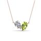1 - Zemi 1.60 ctw Pear Shape Natural Diamond and Peridot (7x5 mm) Toi Et Moi Pendant Necklace 