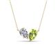 1 - Zemi 1.60 ctw Pear Shape Natural Diamond and Peridot (7x5 mm) Toi Et Moi Pendant Necklace 