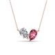 1 - Zemi 1.50 ctw Pear Shape Natural Diamond and Pink Tourmaline (7x5 mm) Toi Et Moi Pendant Necklace 