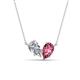 1 - Zemi 1.50 ctw Pear Shape Natural Diamond and Pink Tourmaline (7x5 mm) Toi Et Moi Pendant Necklace 