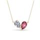 1 - Zemi 1.50 ctw Pear Shape Natural Diamond and Pink Tourmaline (7x5 mm) Toi Et Moi Pendant Necklace 
