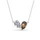 1 - Zemi 1.45 ctw Pear Shape Natural Diamond and Smoky Quartz (7x5 mm) Toi Et Moi Pendant Necklace 