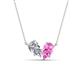 1 - Zemi 1.70 ctw Pear Shape Natural Diamond and Lab Grown Pink Sapphire (7x5 mm) Toi Et Moi Pendant Necklace 